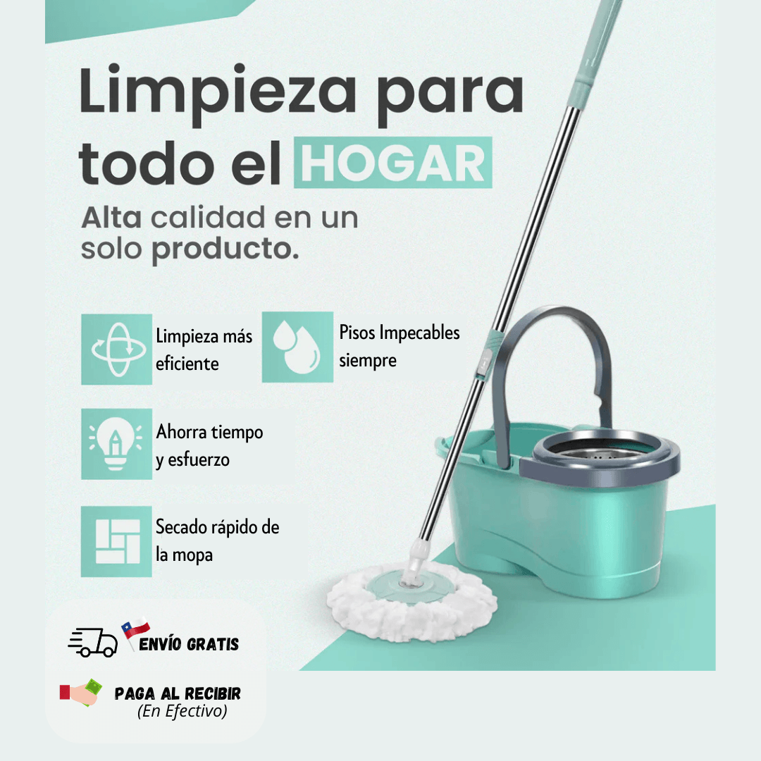 Mopa Trapero Giratorio 360° Con Balde + Paño de Repuesto