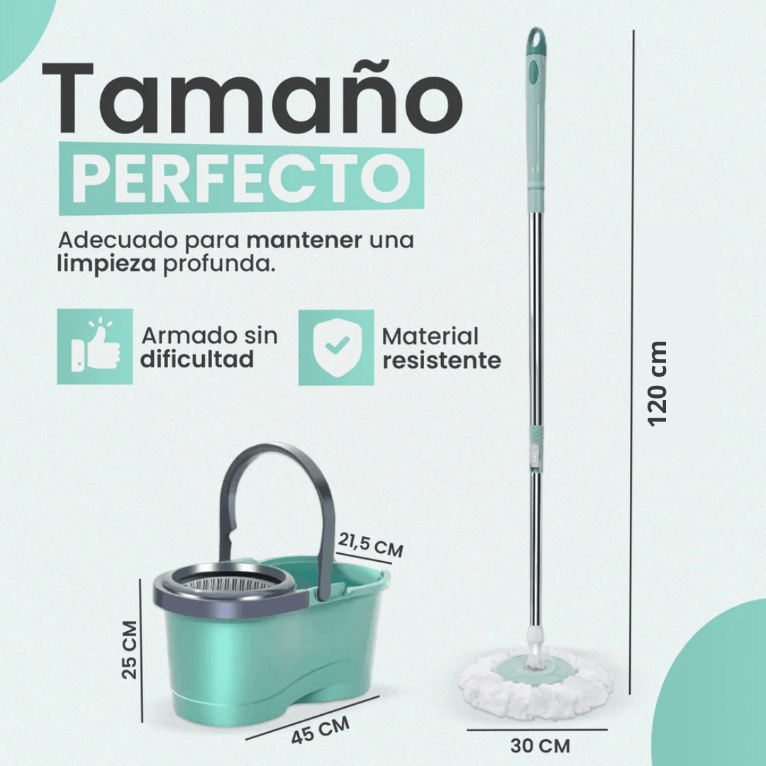 Mopa Trapero Giratorio 360° Con Balde + Paño de Repuesto