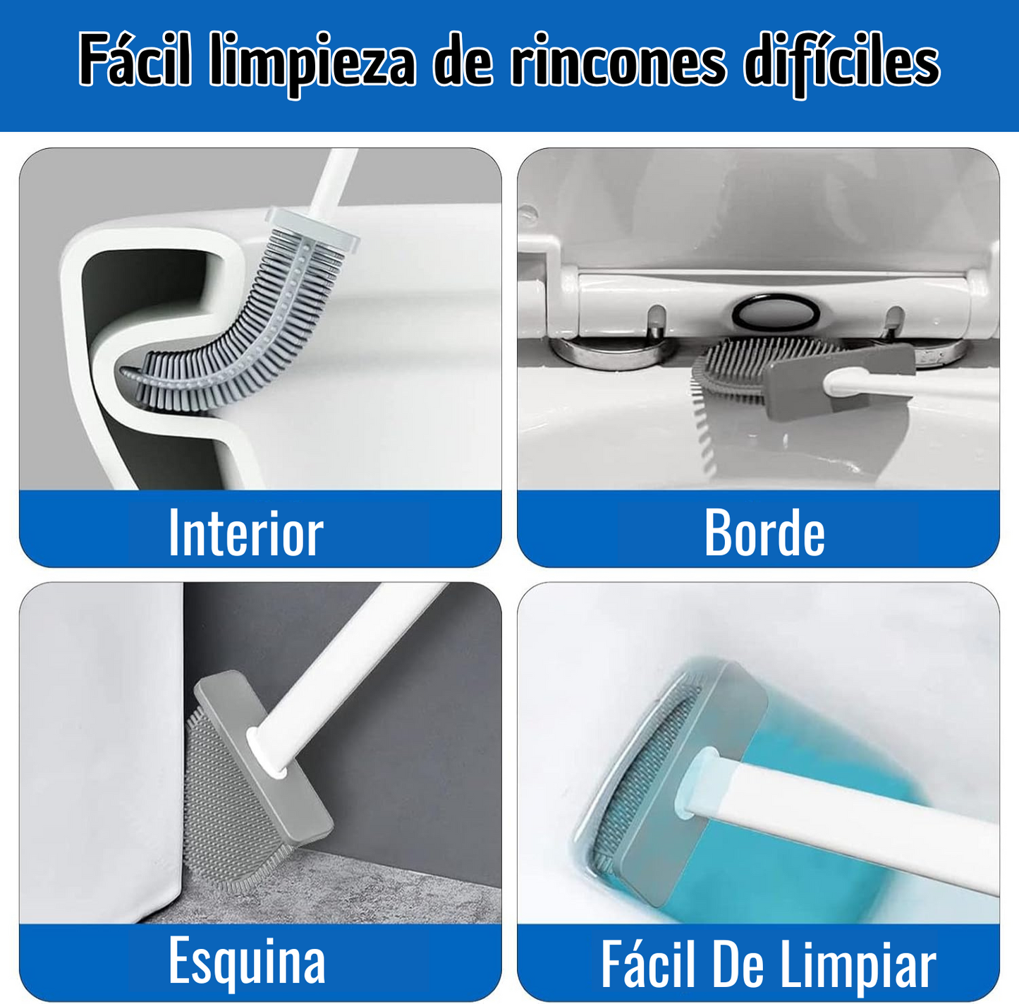 Cepillo De Silicona Flexible para Baño + ¡Soporte Con Adhesivo De Regalo!