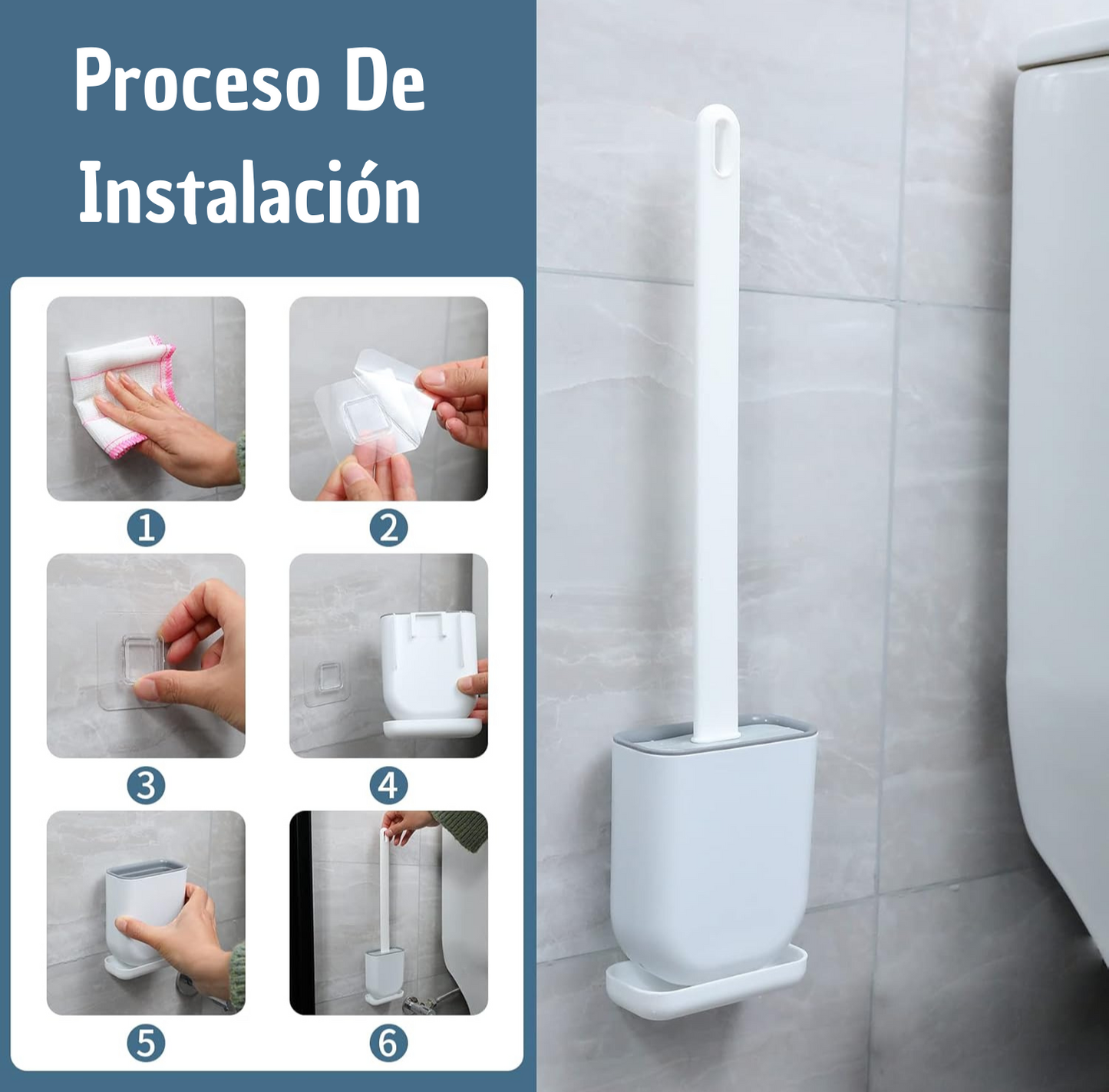 Cepillo De Silicona Flexible para Baño + ¡Soporte Con Adhesivo De Regalo!