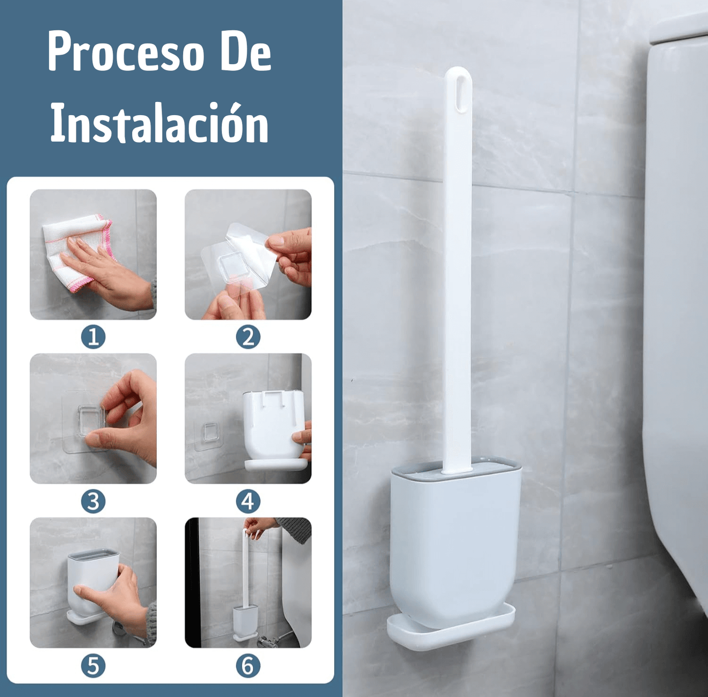 Cepillo De Silicona Flexible para Baño + ¡Soporte Con Adhesivo Para Pared De Regalo!