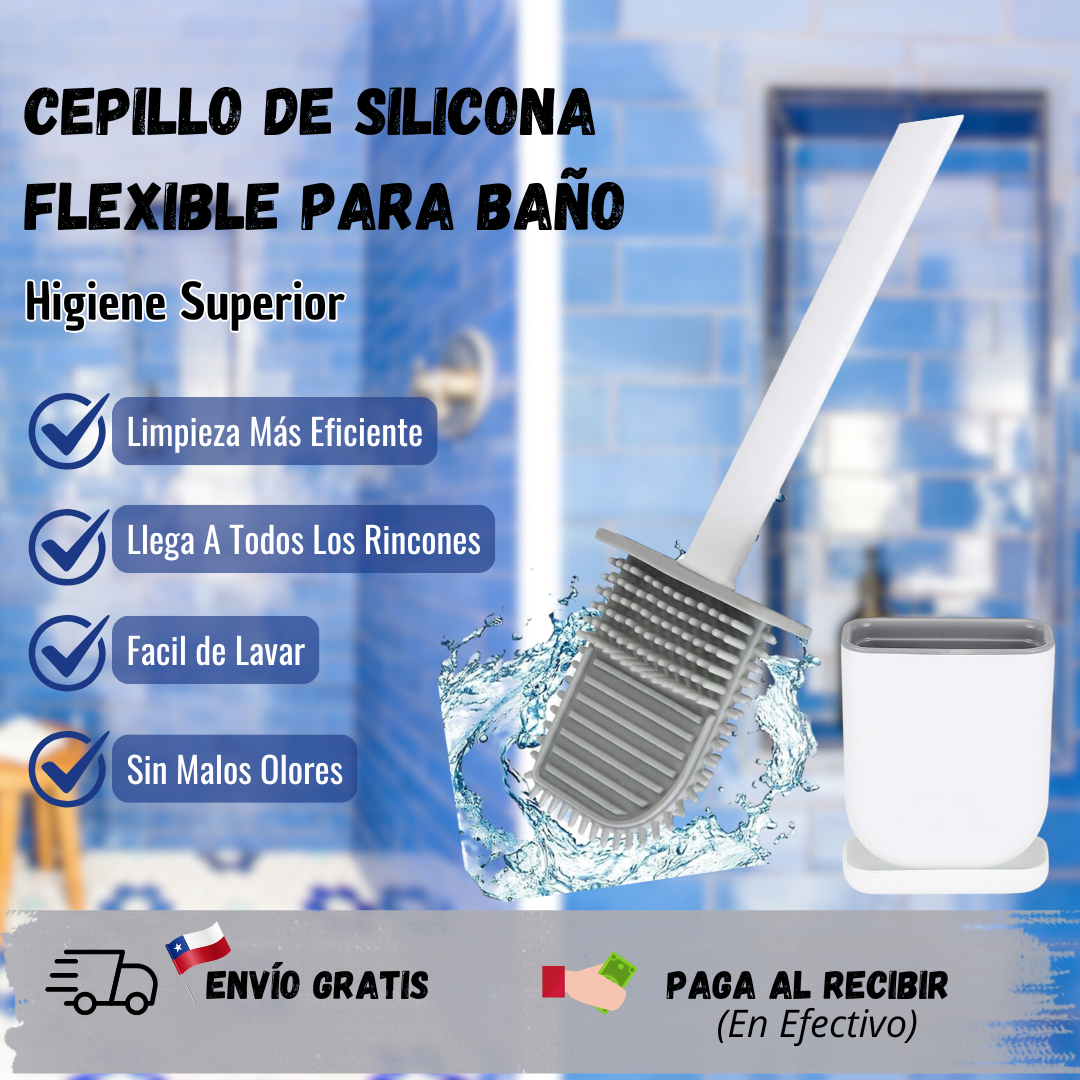 Cepillo De Silicona Flexible para Baño + ¡Soporte Con Adhesivo De Regalo!