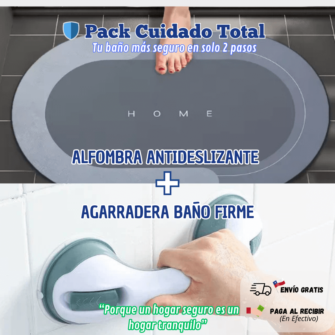💙 Pack Cuidado Total- Agarradera Firme Fácil Instalación + Alfombra Antideslizante