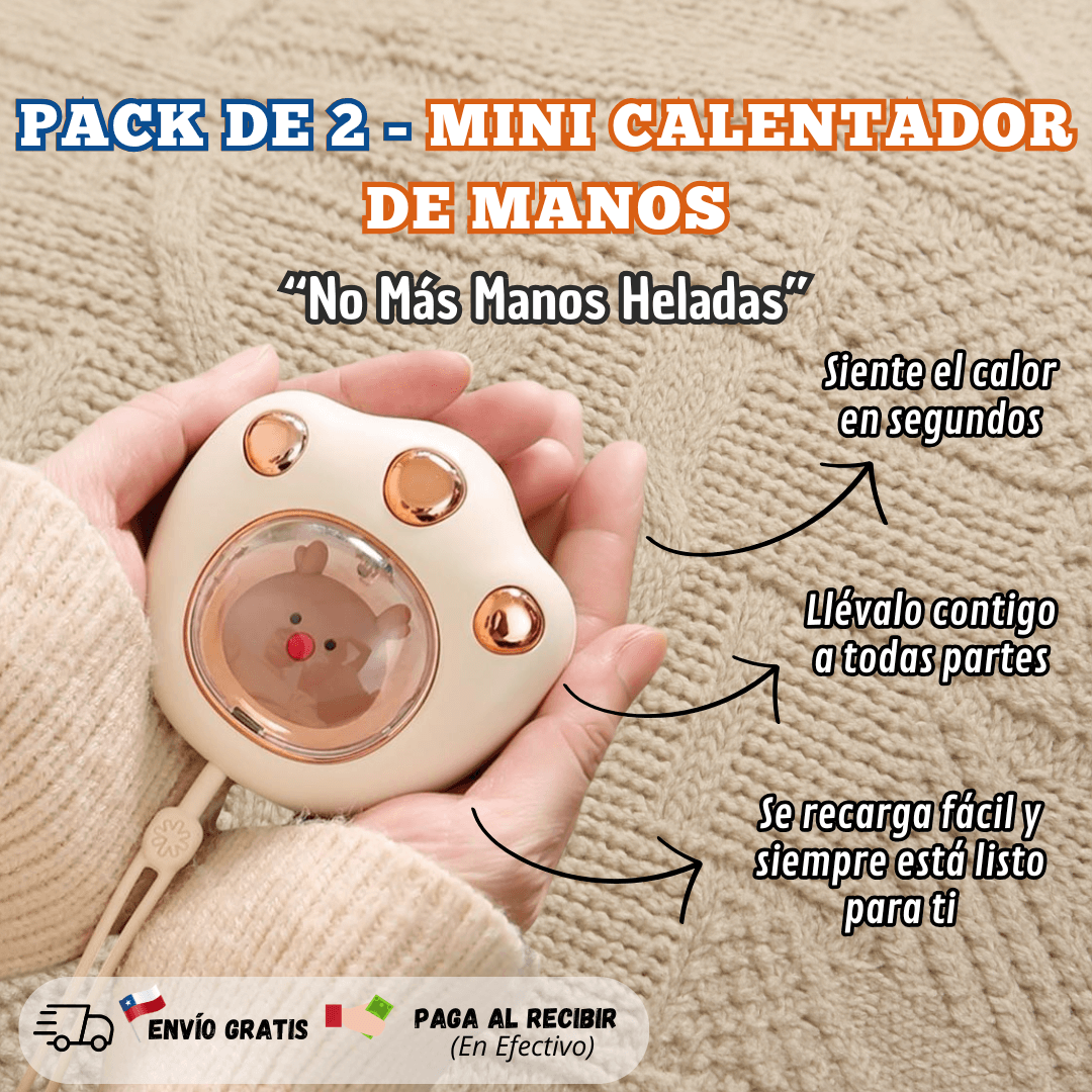 Pack De 2 - Mini Calentador de Manos Recargable - "Calor al Instante"