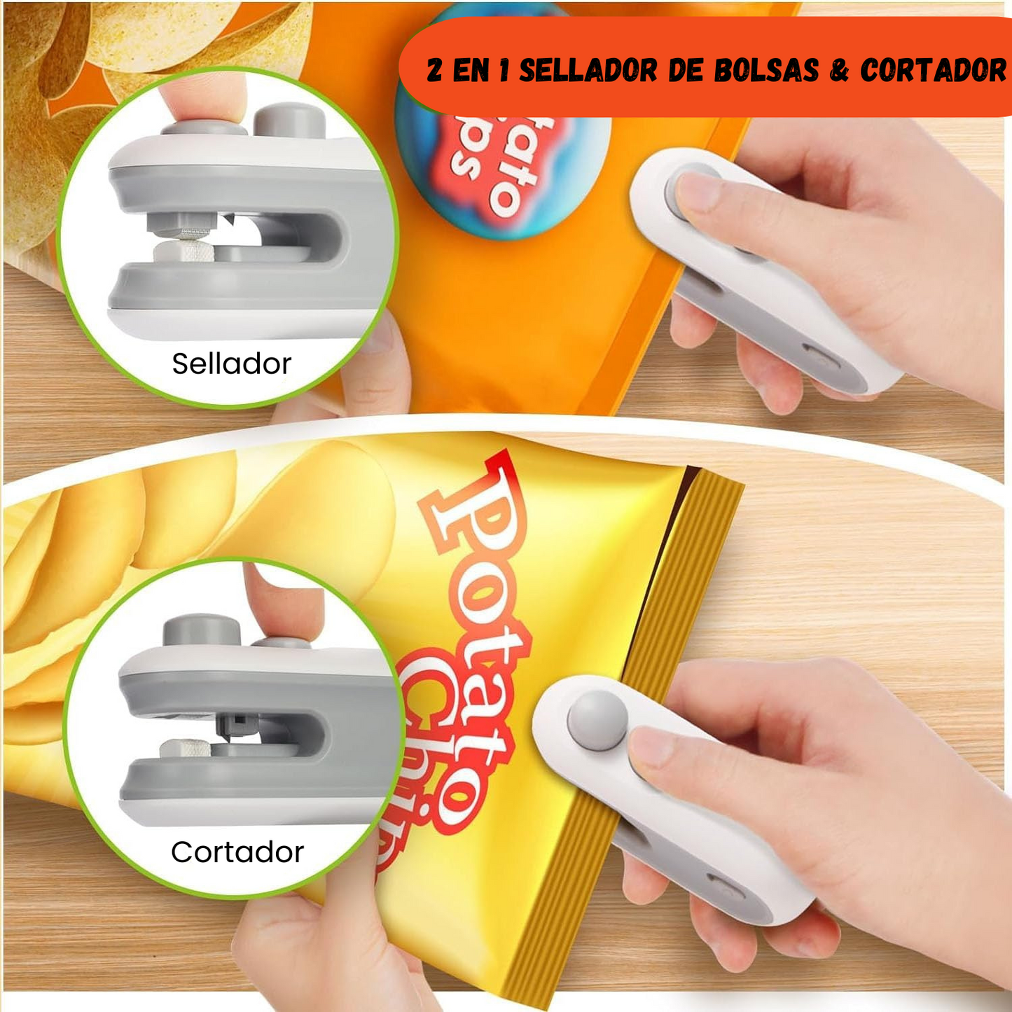 Mini Sellador de Bolsas - Recargable + Cable USB C Para Carga