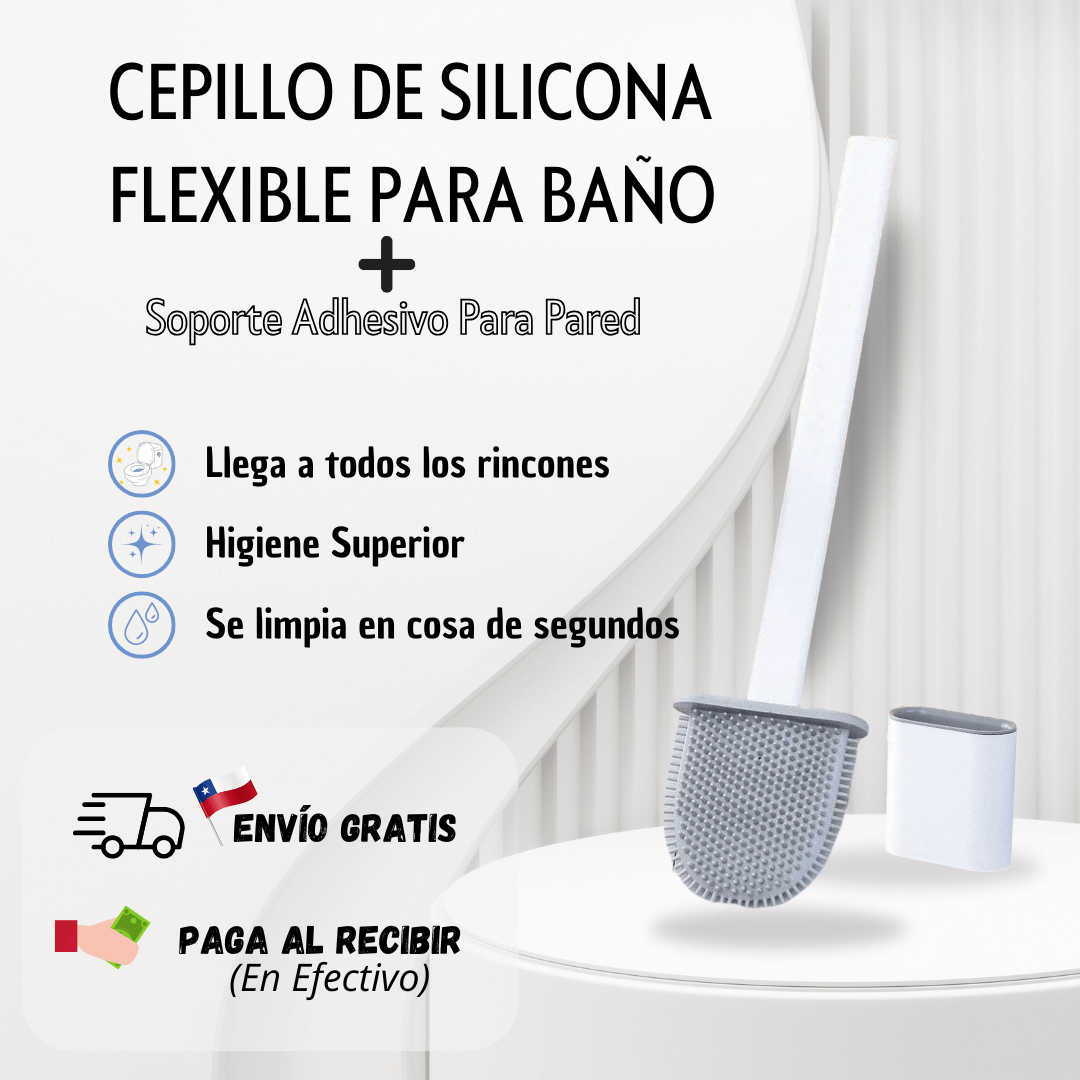 Cepillo De Silicona Flexible para Baño + ¡Soporte Con Adhesivo Para Pared De Regalo!