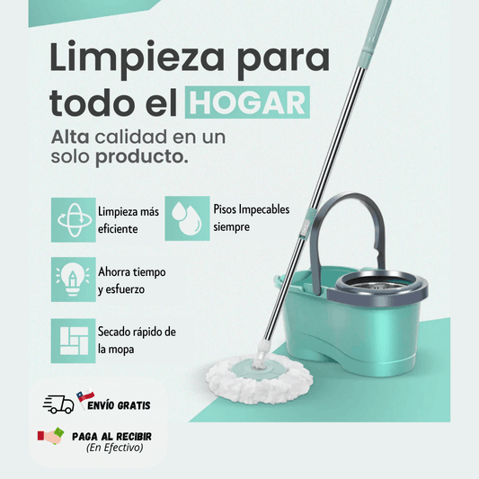 Mopa Trapero Giratorio 360° Con Balde + Paño de Repuesto