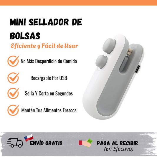 Mini Sellador de Bolsas - Recargable + Cable USB C Para Carga
