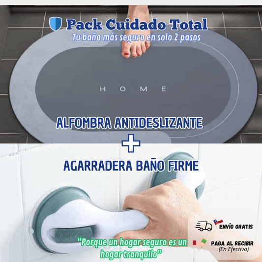 💙 Pack Cuidado Total- Agarradera Firme Fácil Instalación + Alfombra Antideslizante