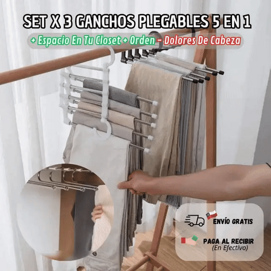 Set X 3 Ganchos Plegables 5 En 1 "Adiós Desorden"